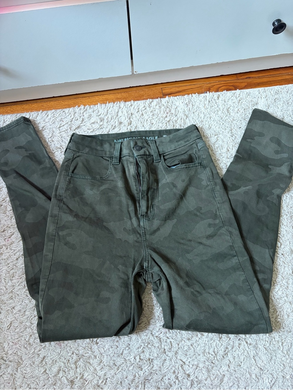 American Eagle Green Camo Jeggings